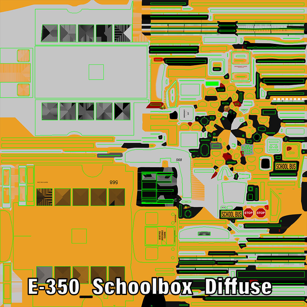 School Bus Type A Low-poly 3D model_42