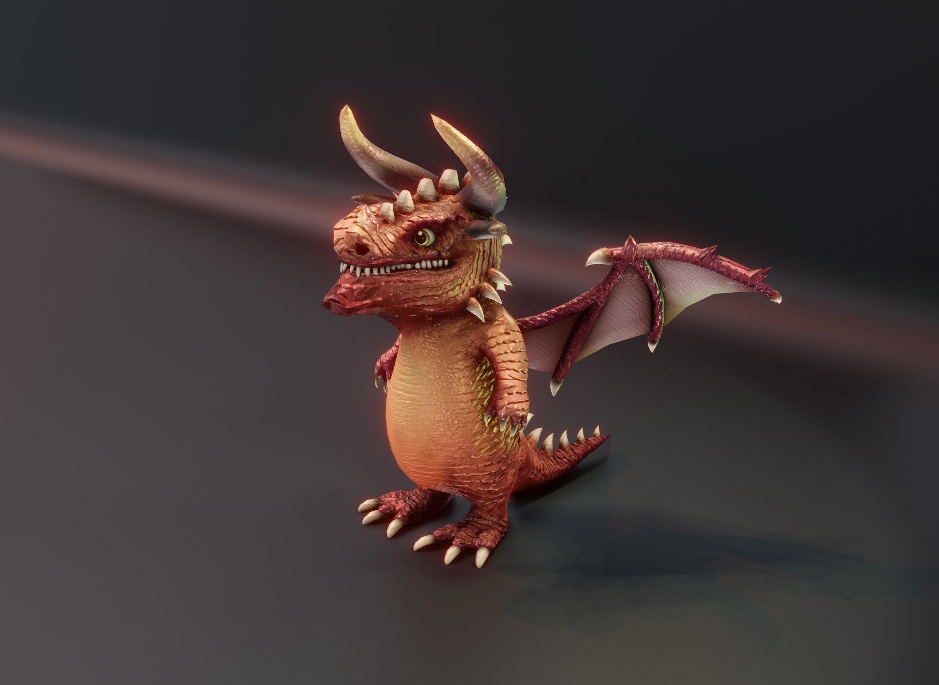 Cartoon Crystal Dragon Animated 3D Model Low-poly 3D model_21