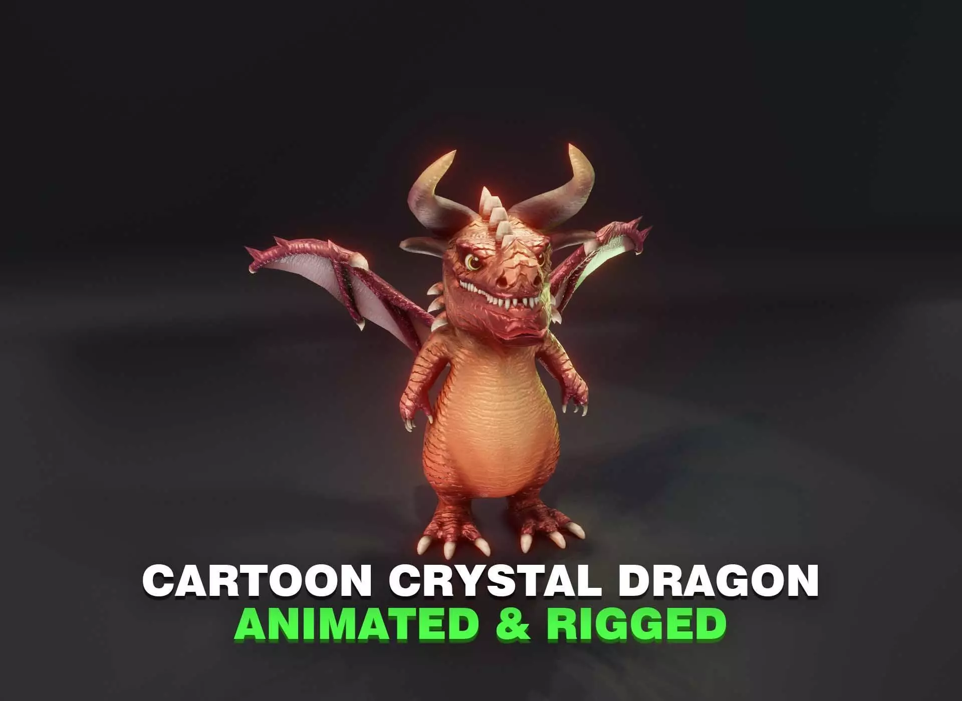 Cartoon Crystal Dragon Animated 3D Model Low-poly 3D model_0