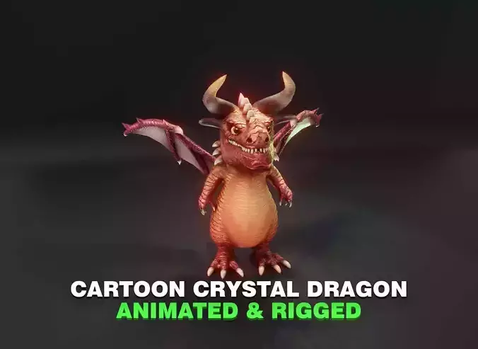 Cartoon Crystal Dragon Animated 3D Model Low-poly 3D model