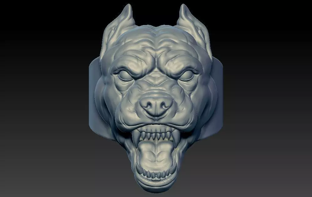 Bull Dog 3d Ring Hollow and Solid 2 Versions Available 3D print model_0