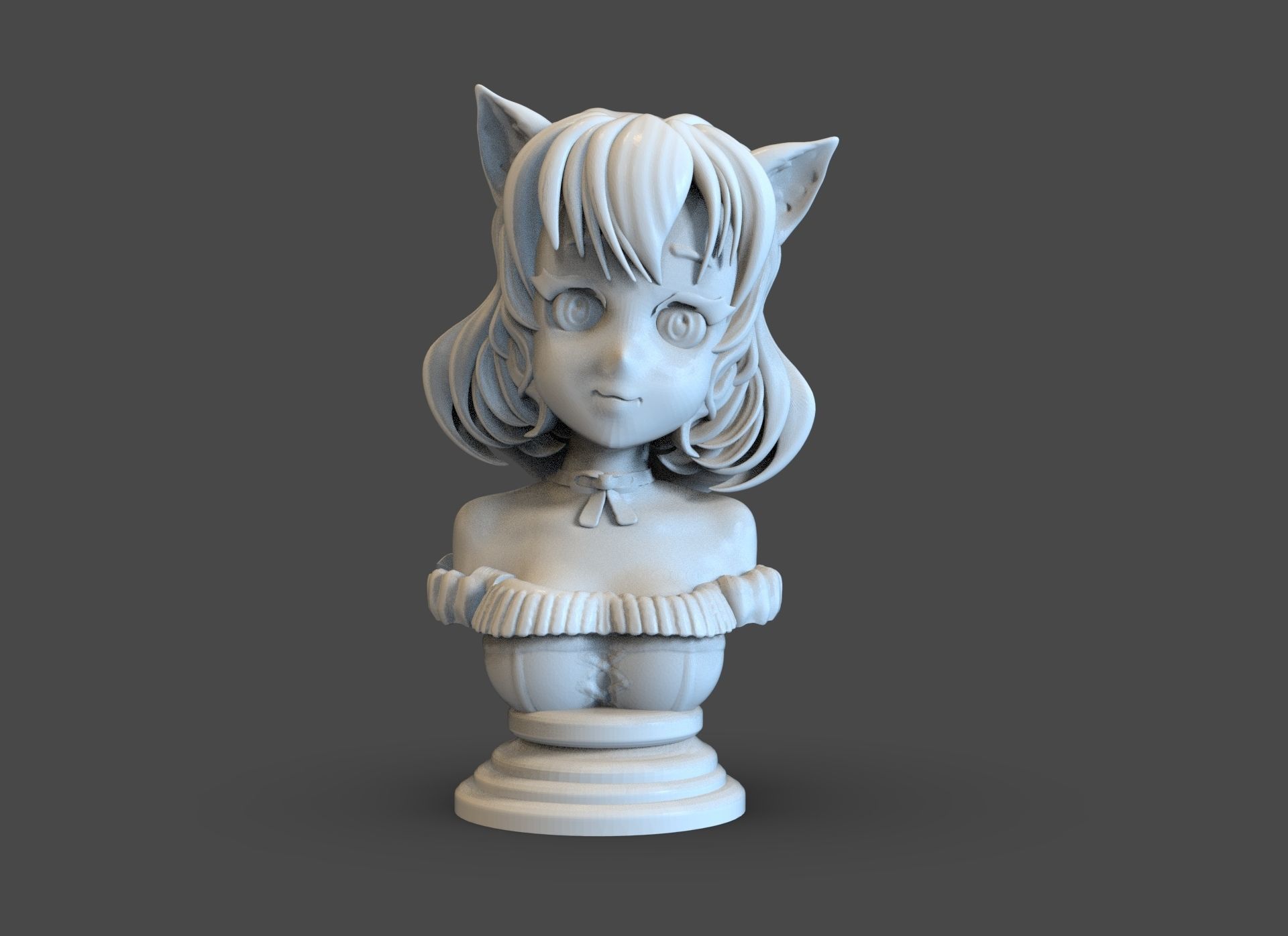 Cat Girl Bust 3D print model_6