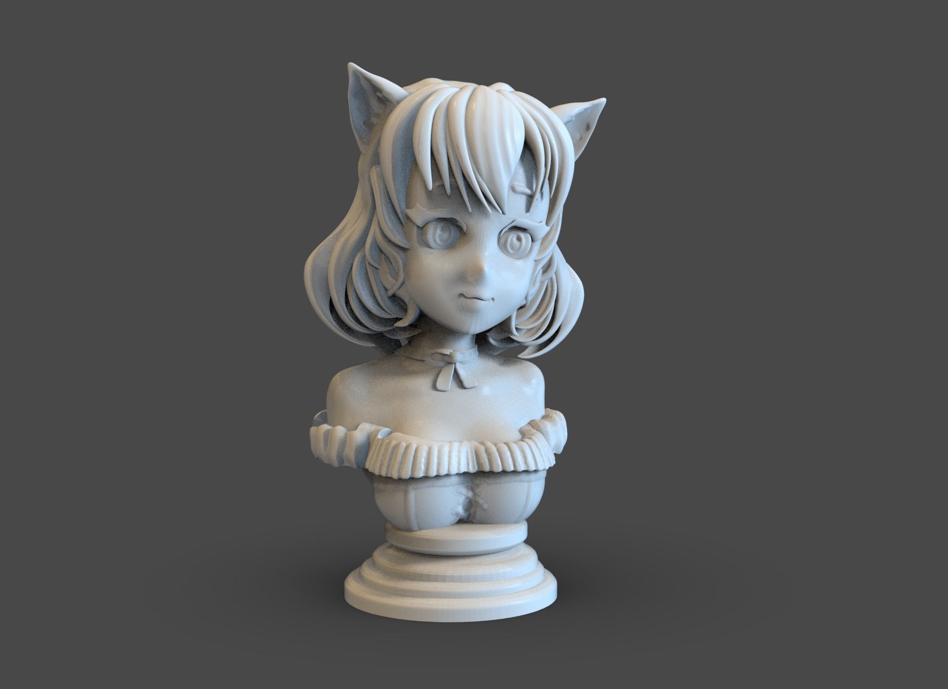 Cat Girl Bust 3D print model_5