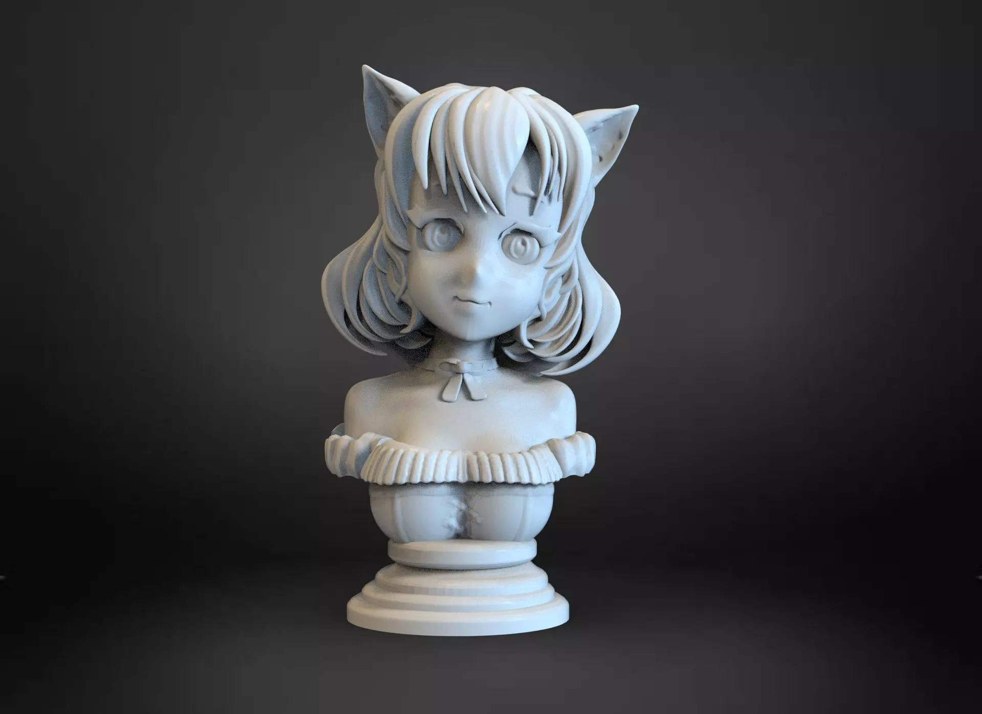 Cat Girl Bust 3D print model_0
