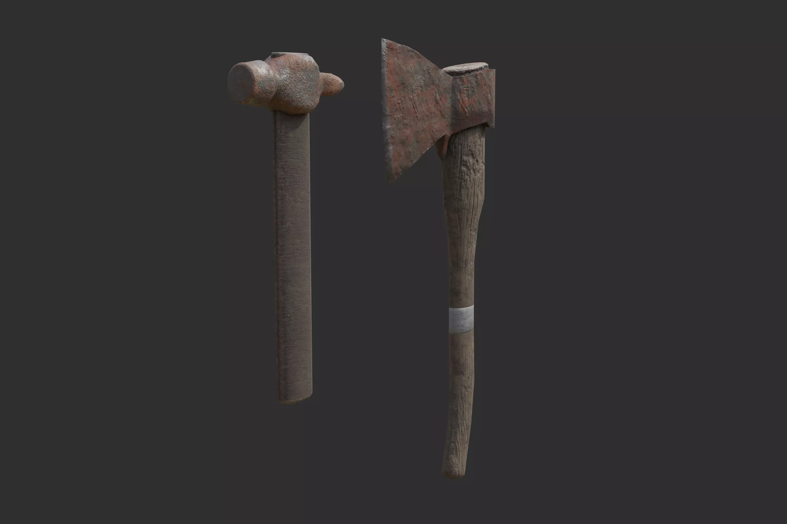 Axe and hammer Free low-poly 3D model_0