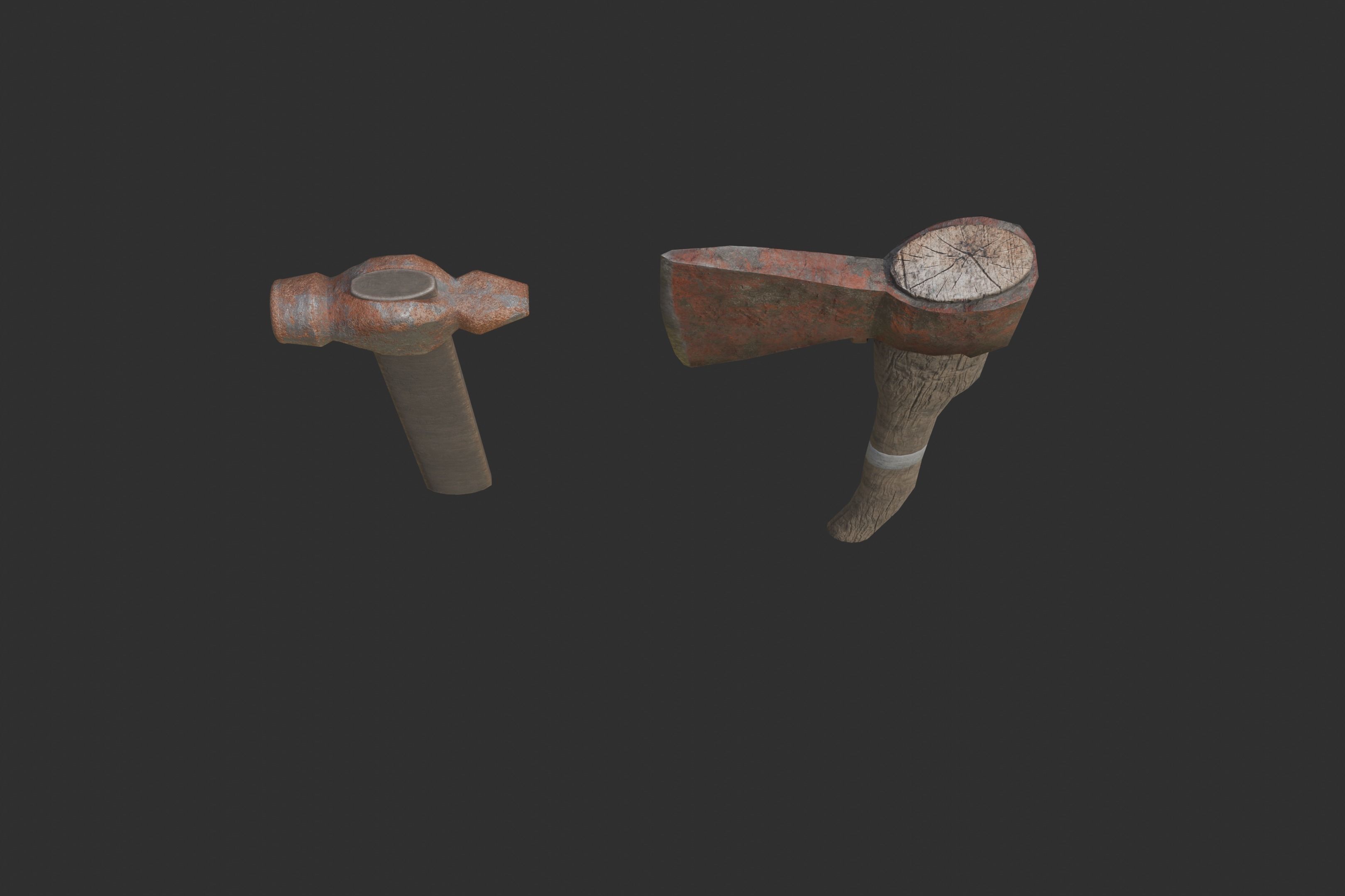 Axe and hammer Free low-poly 3D model_2