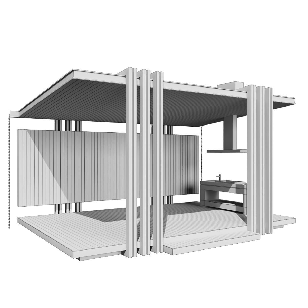 Pergola Barbecue 1 3D model_4