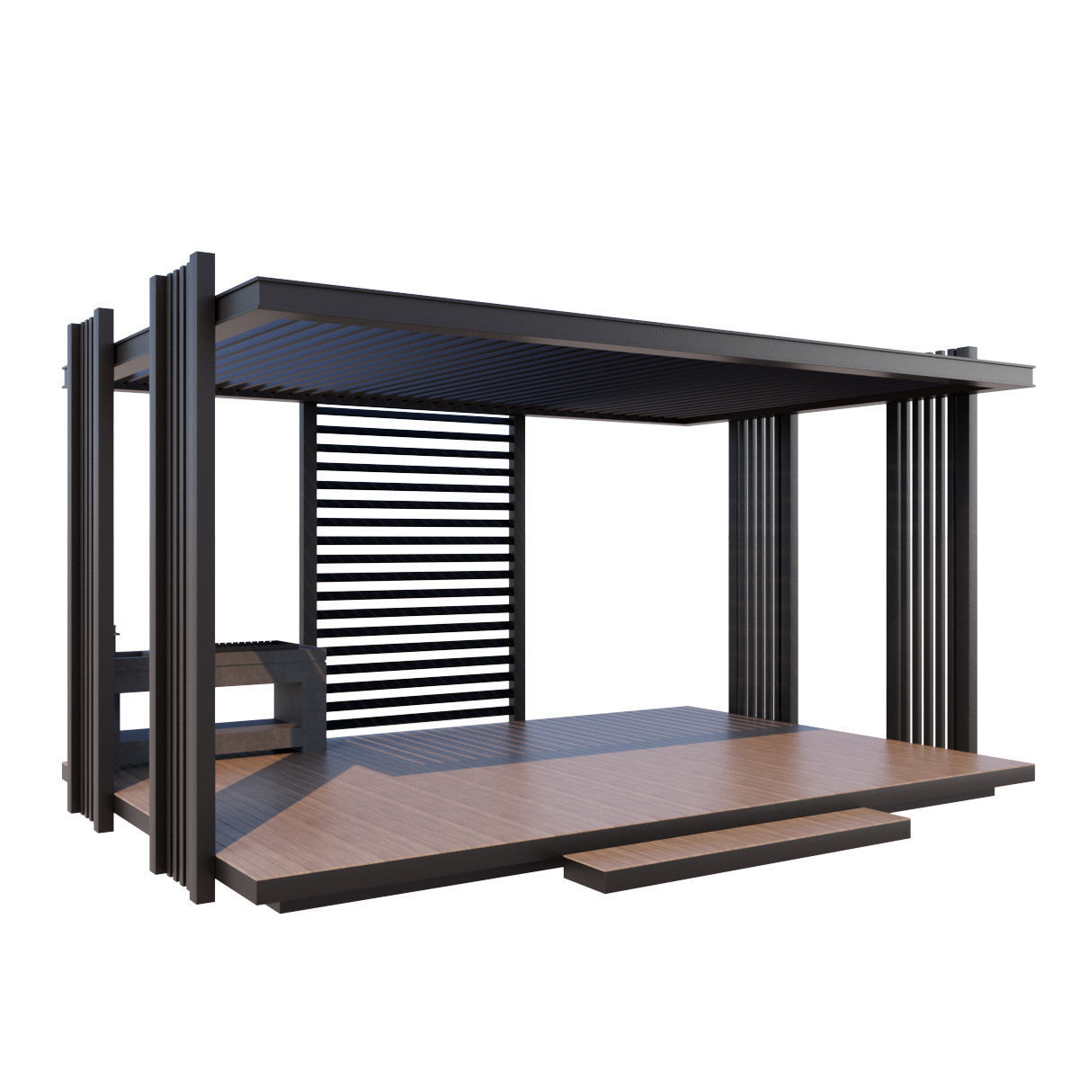 Pergola Barbecue 2 3D model_2