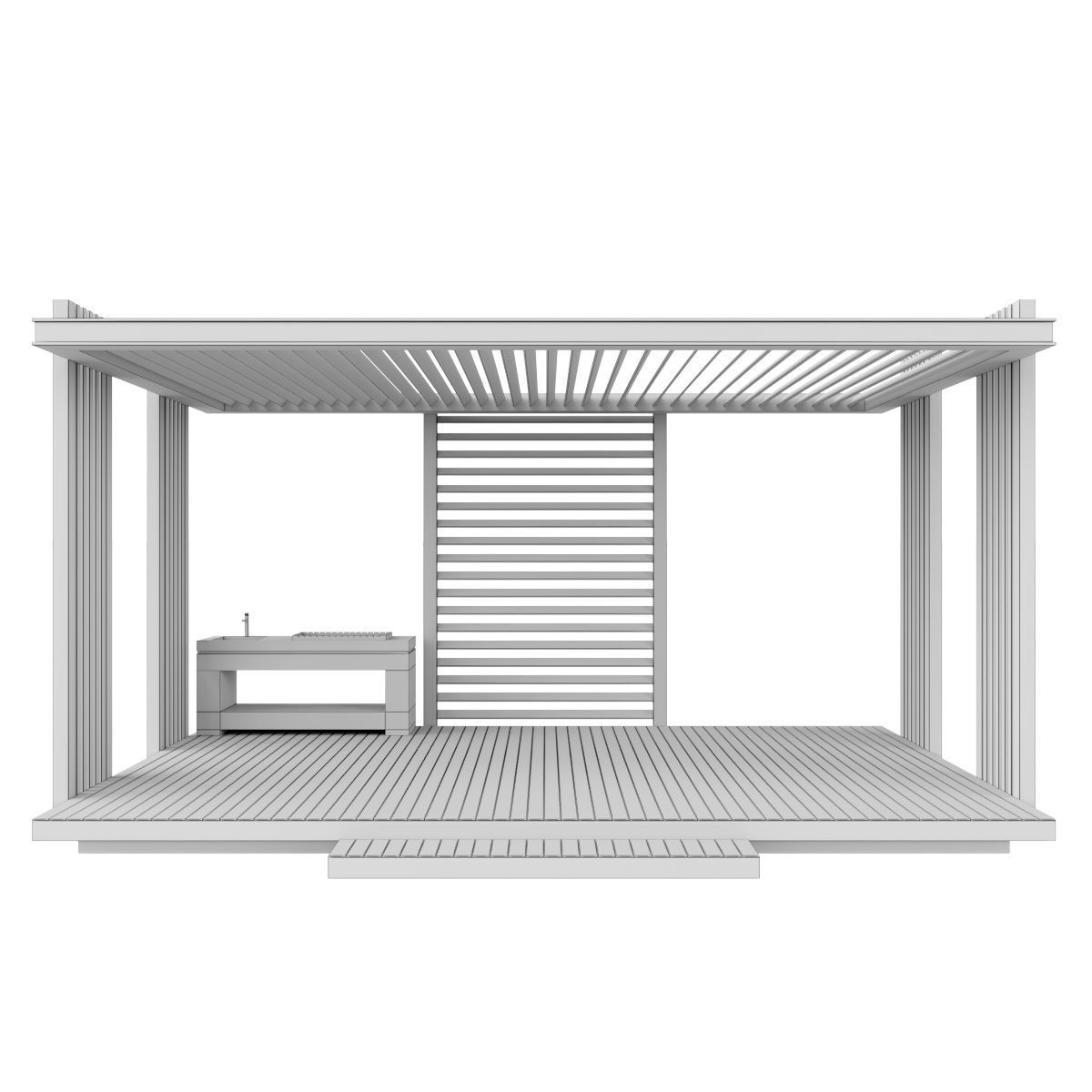 Pergola Barbecue 2 3D model_4