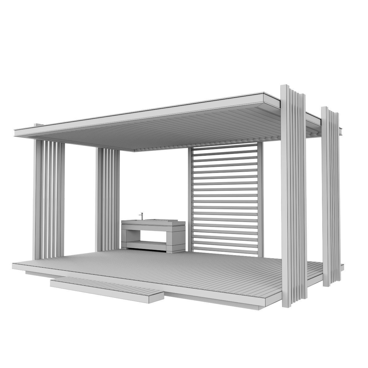 Pergola Barbecue 2 3D model_5