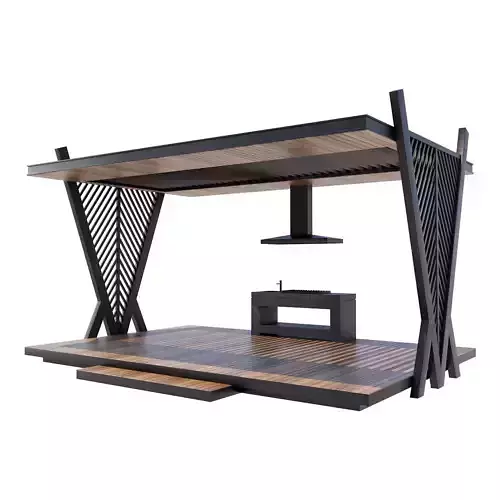 Pergola Barbecue 3 3D model