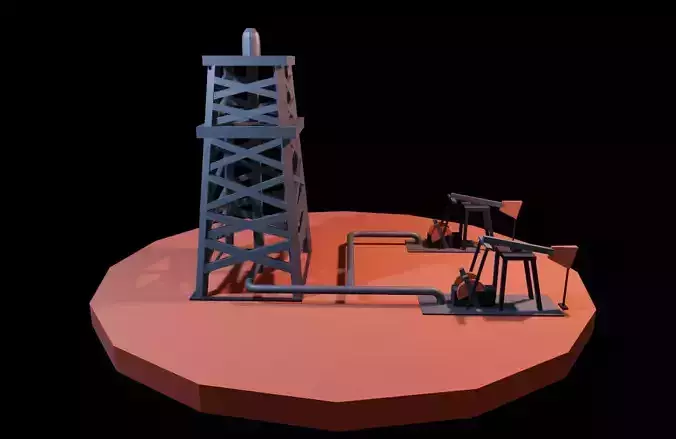 Low Poly Oil Rig Low-poly 3D model
