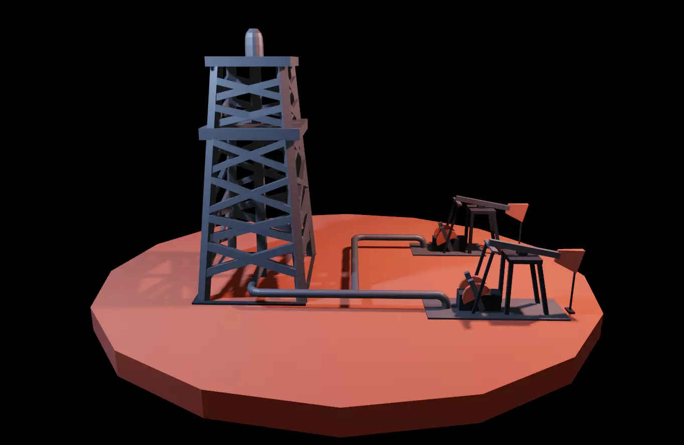 Low Poly Oil Rig Low-poly 3D model_0