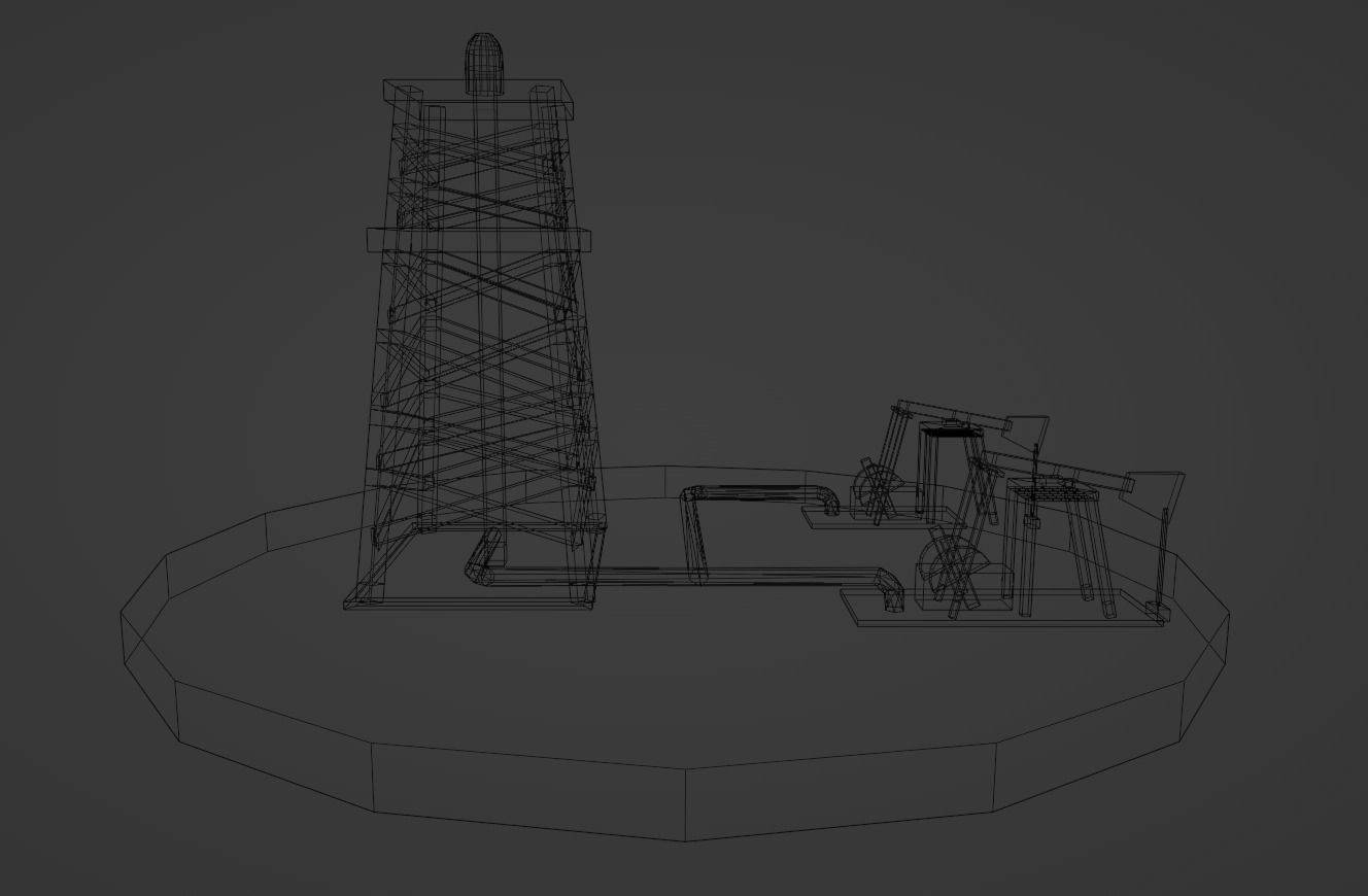 Low Poly Oil Rig Low-poly 3D model_3