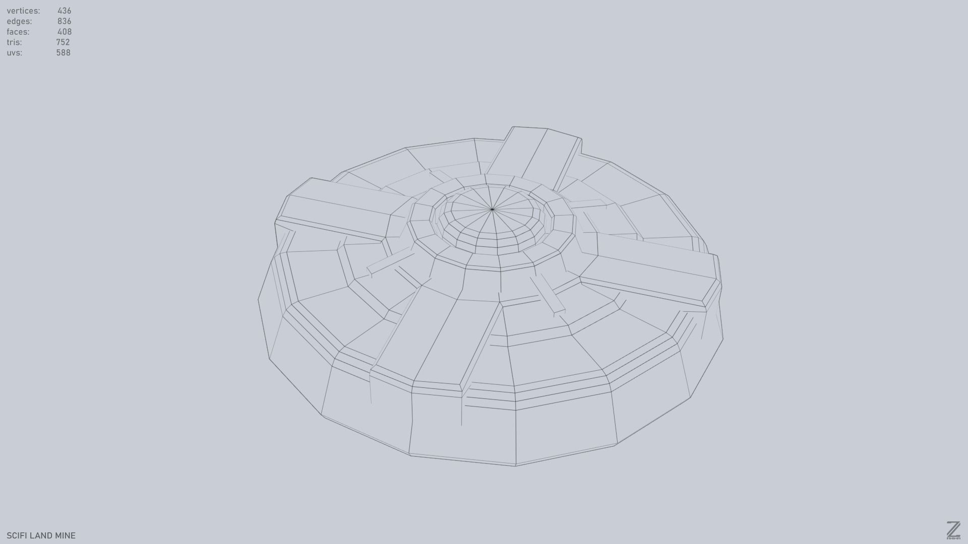 Sci fi land mine Low-poly 3D model_14