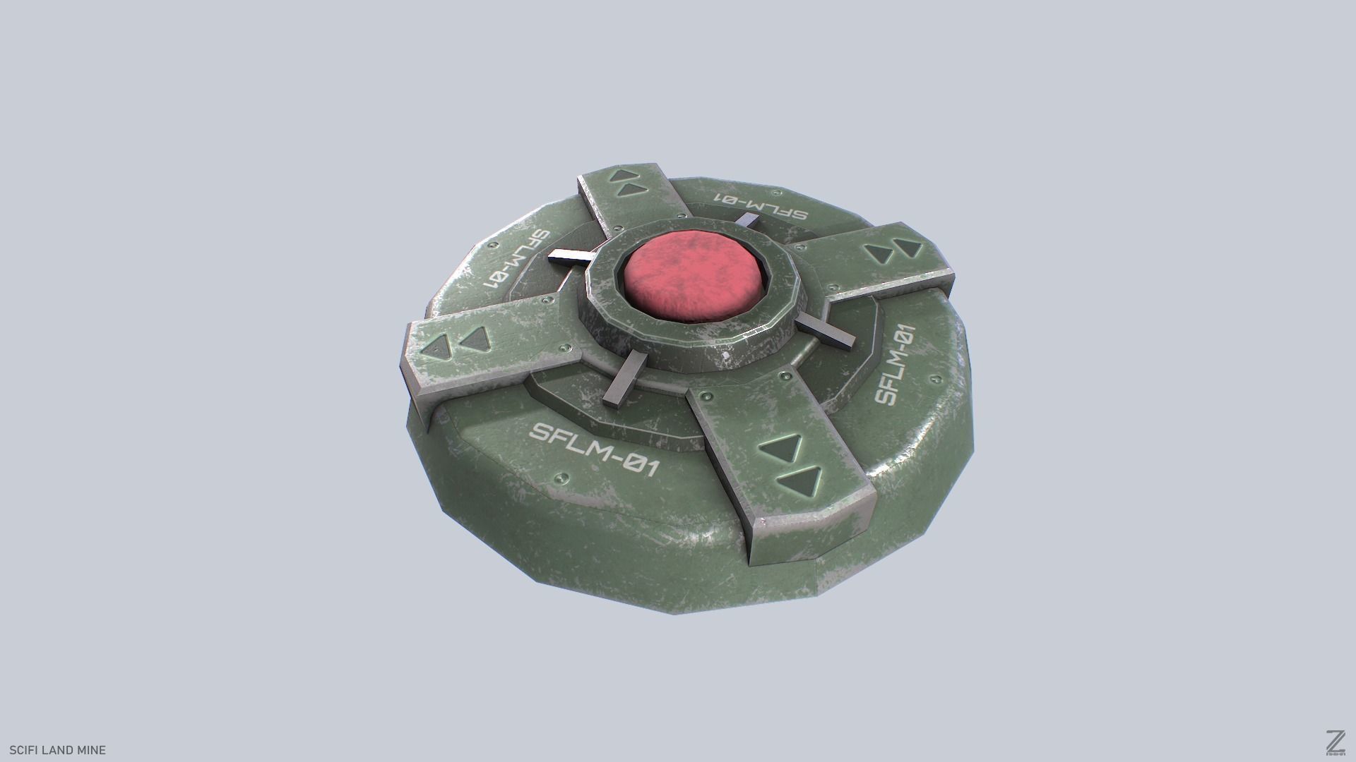 Sci fi land mine Low-poly 3D model_7