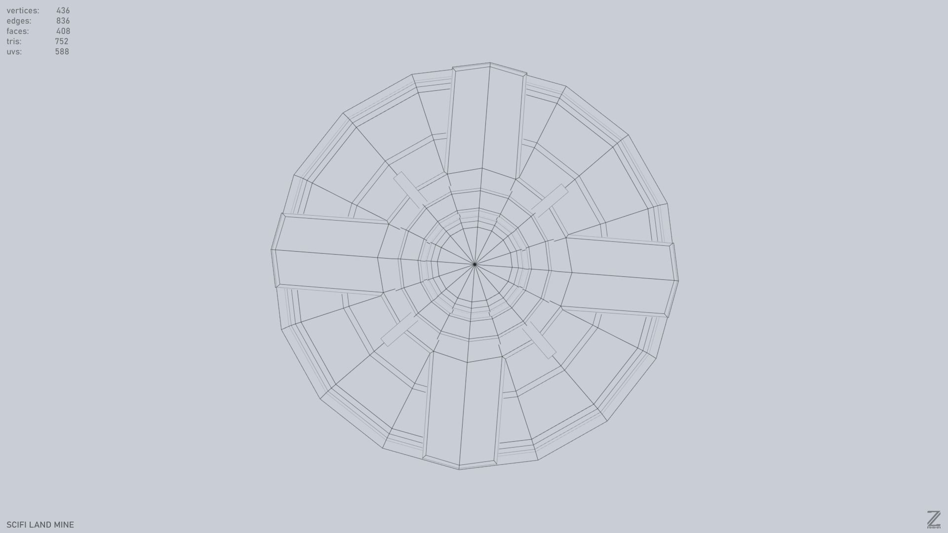 Sci fi land mine Low-poly 3D model_15