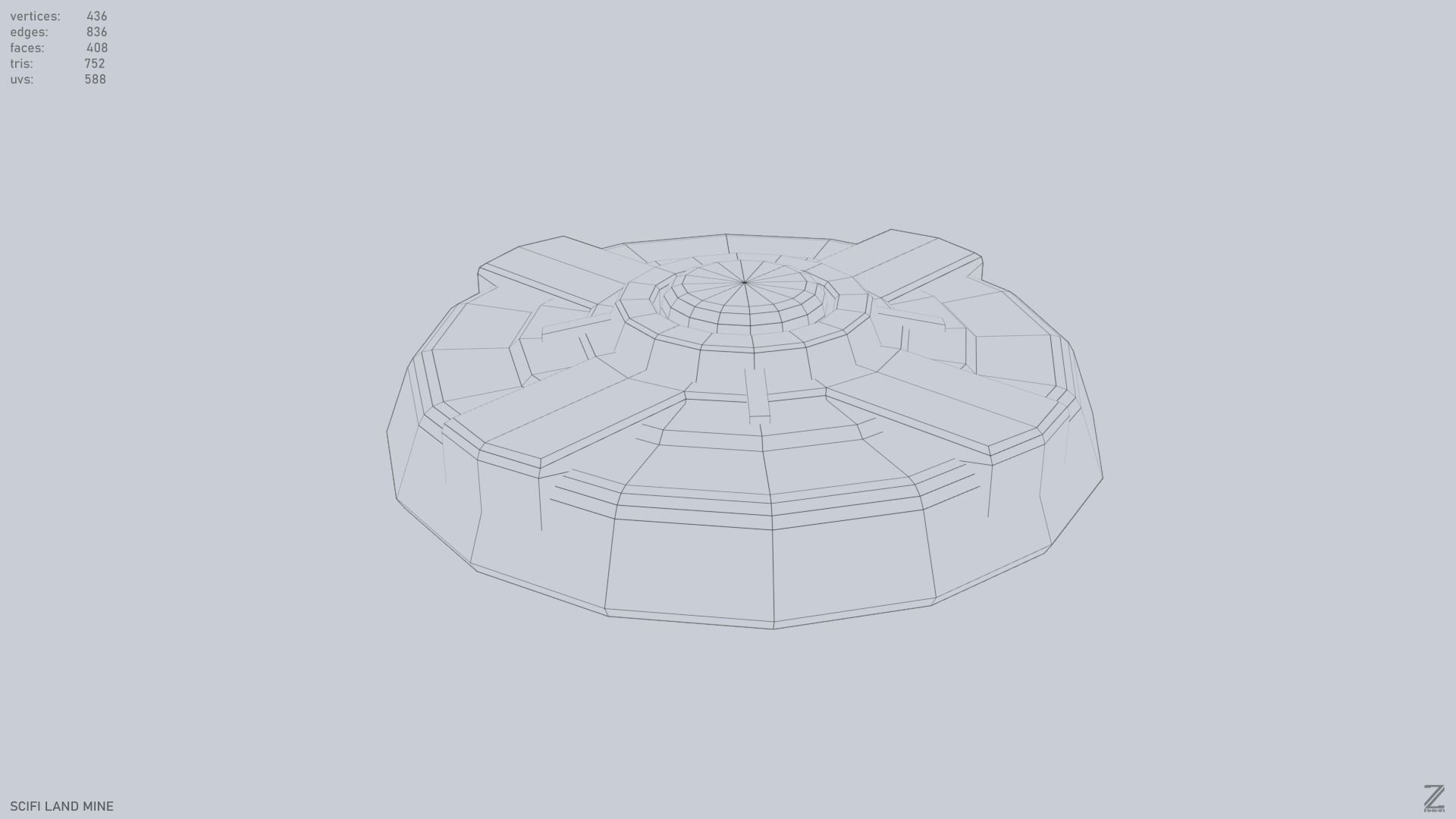 Sci fi land mine Low-poly 3D model_12