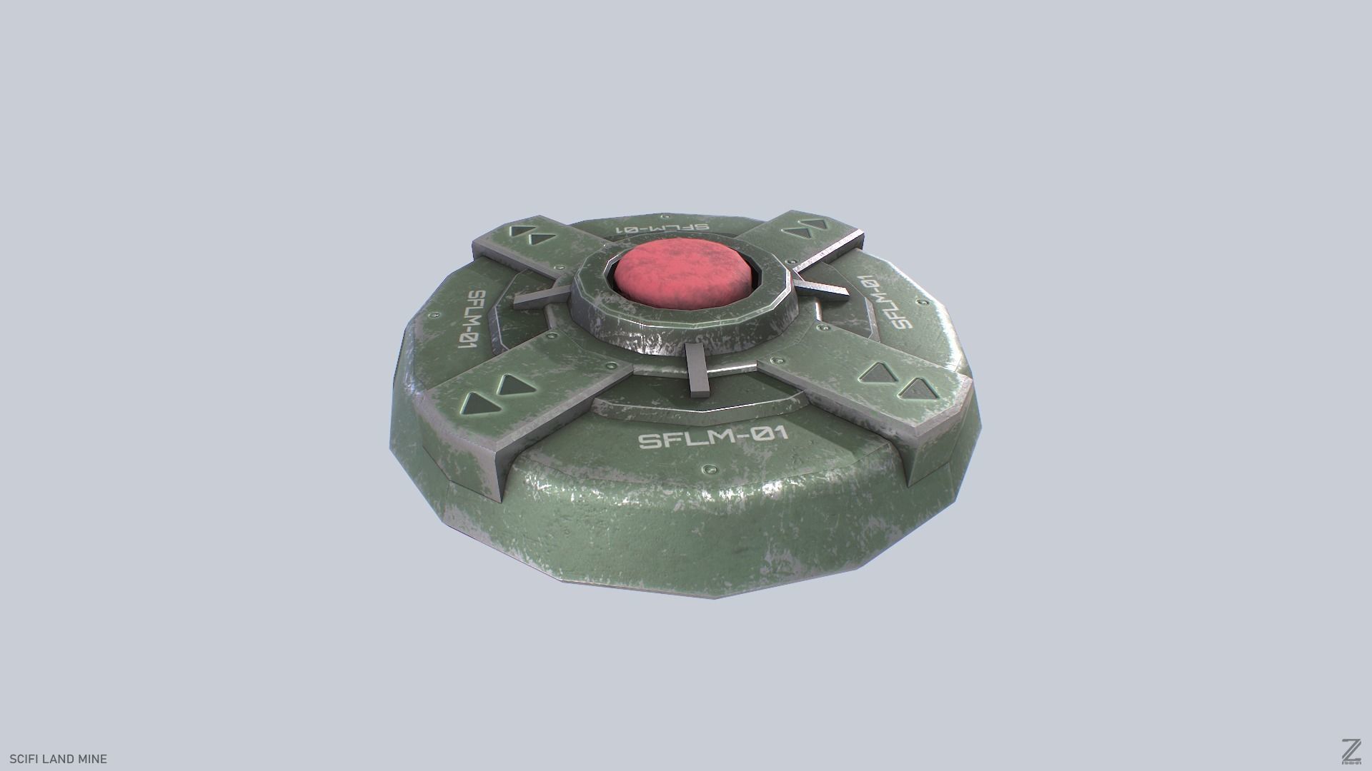 Sci fi land mine Low-poly 3D model_4