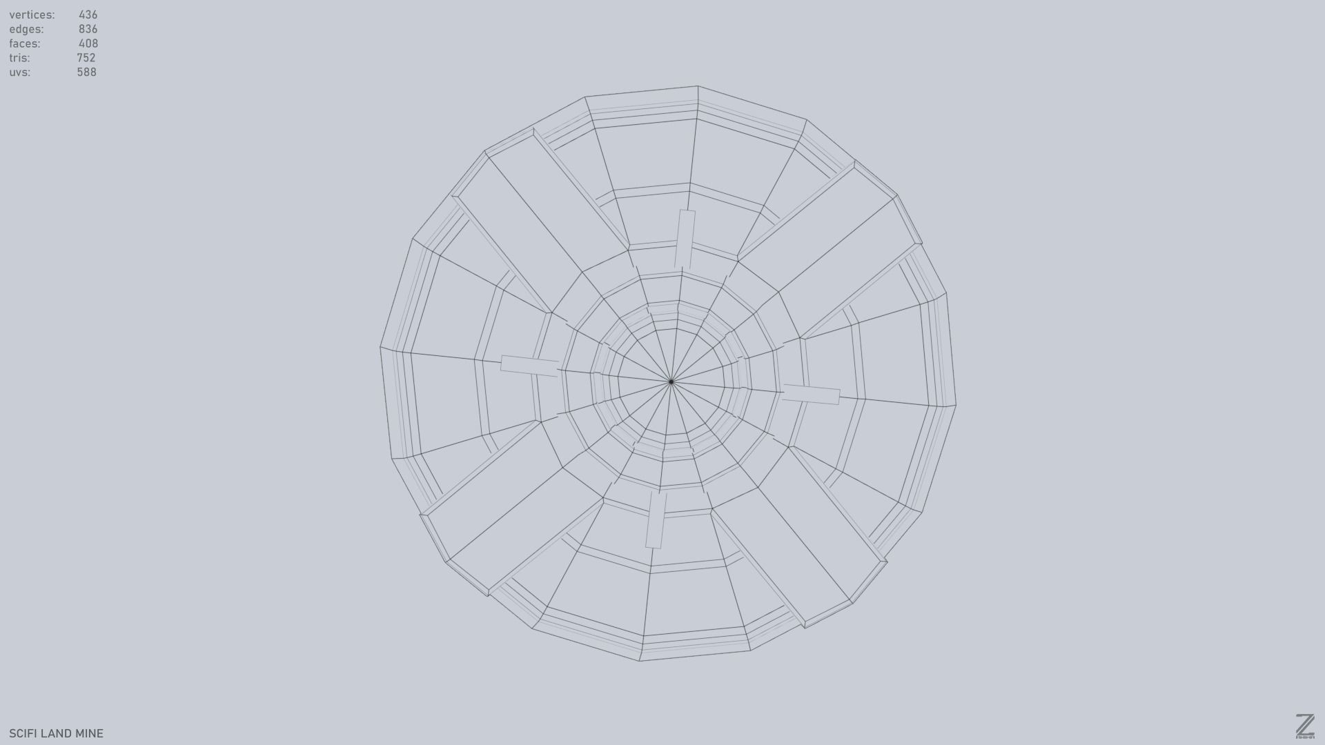 Sci fi land mine Low-poly 3D model_13