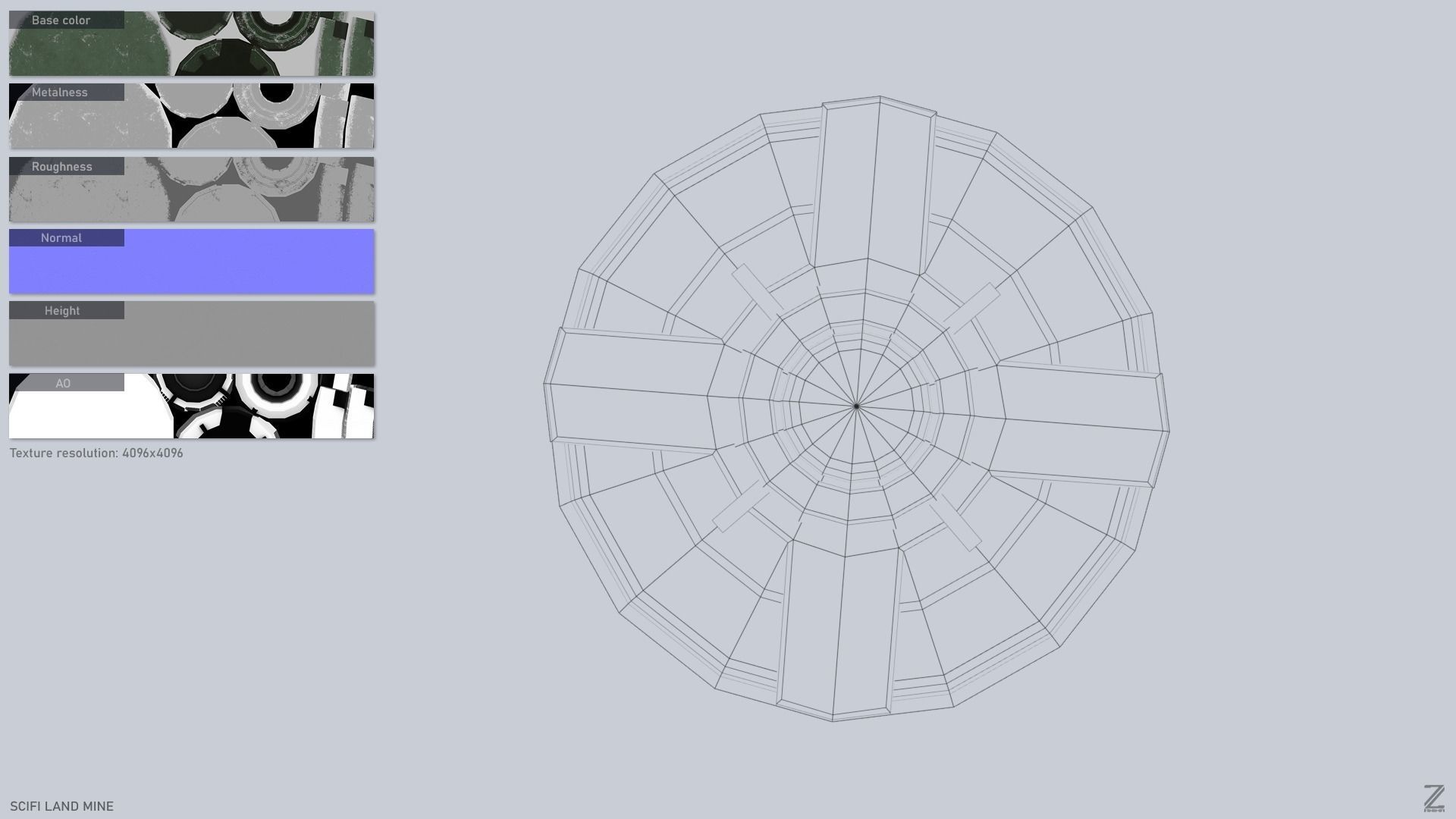 Sci fi land mine Low-poly 3D model_3