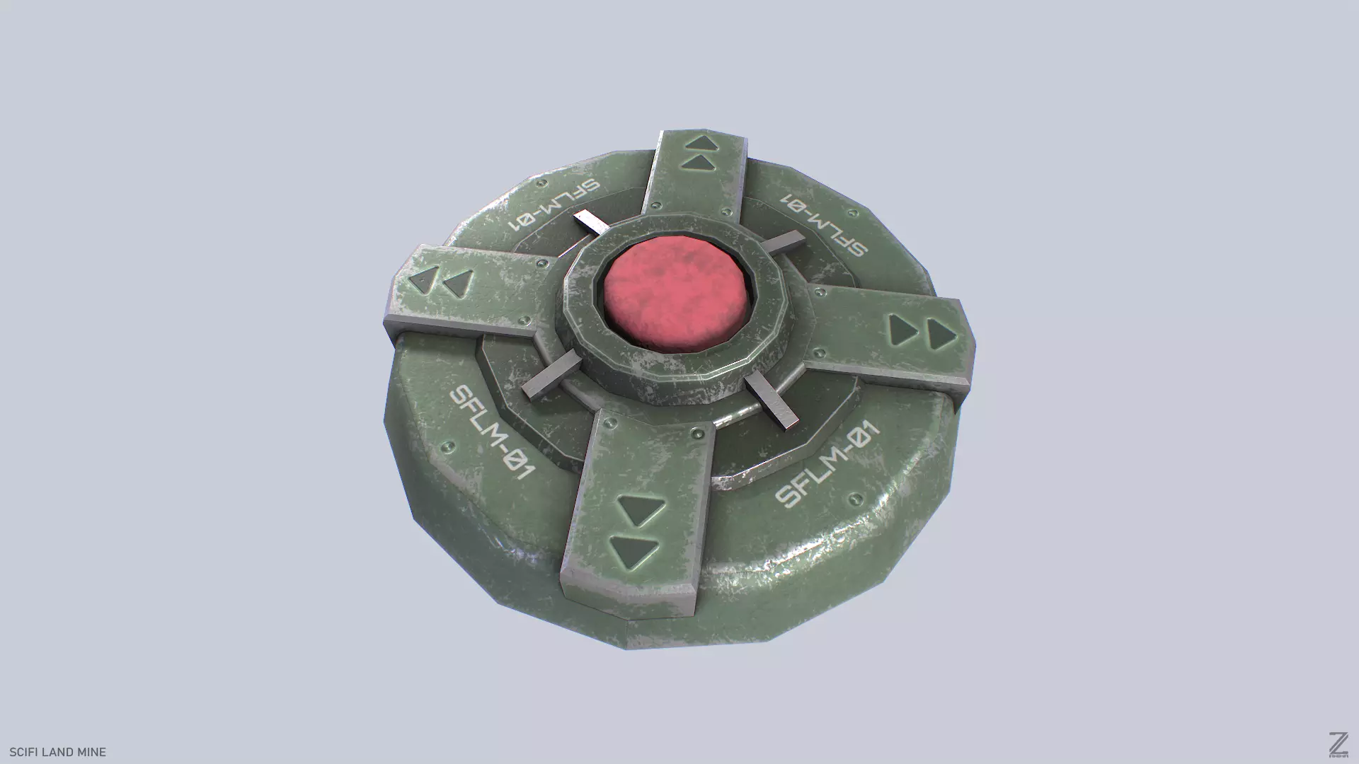 Sci fi land mine Low-poly 3D model_0