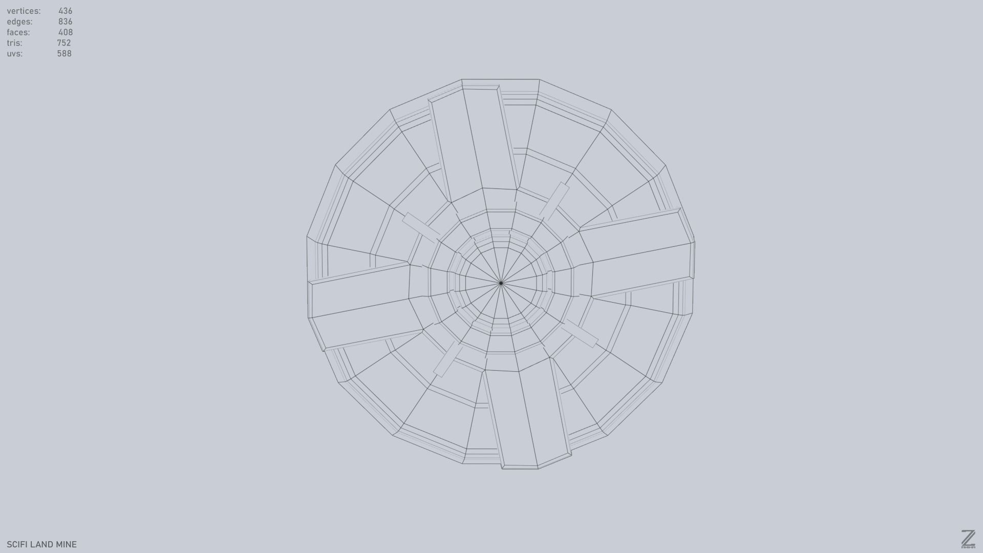 Sci fi land mine Low-poly 3D model_11