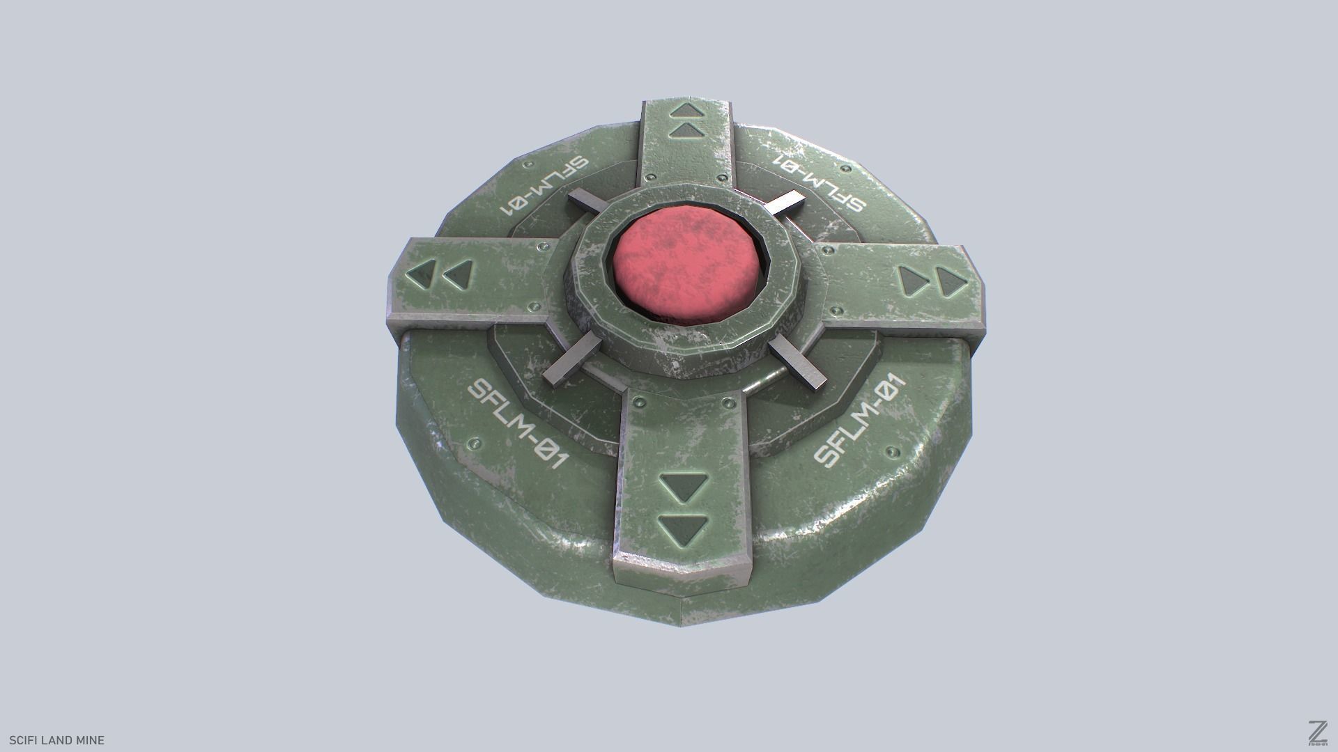 Sci fi land mine Low-poly 3D model_5