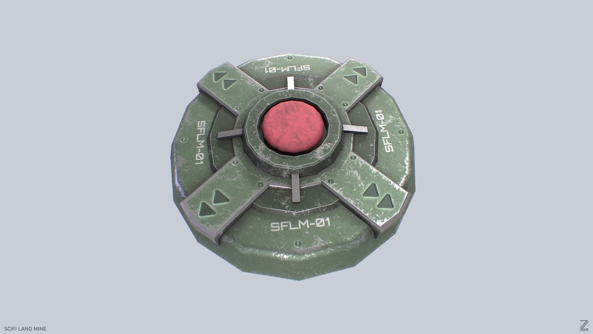 Sci fi land mine Low-poly 3D model_8