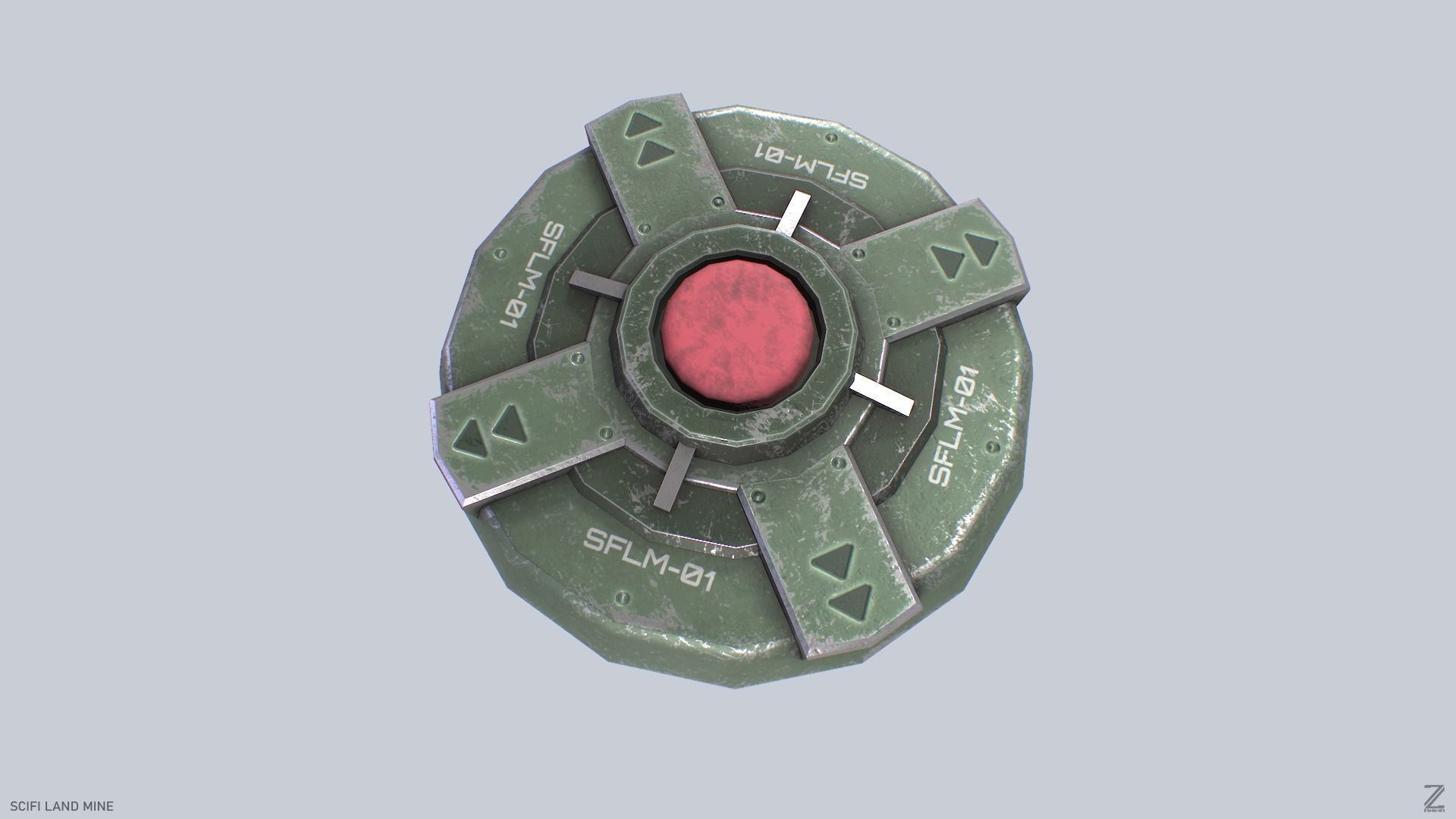 Sci fi land mine Low-poly 3D model_2