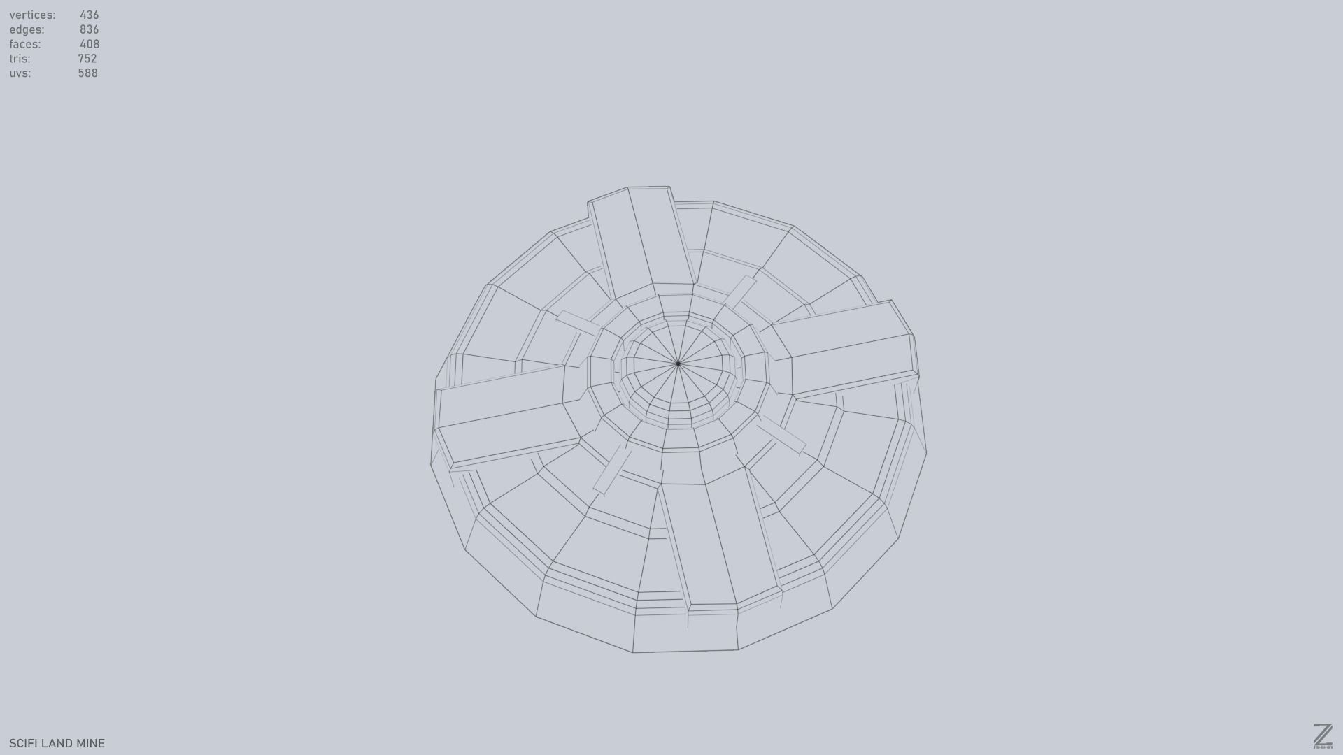 Sci fi land mine Low-poly 3D model_9