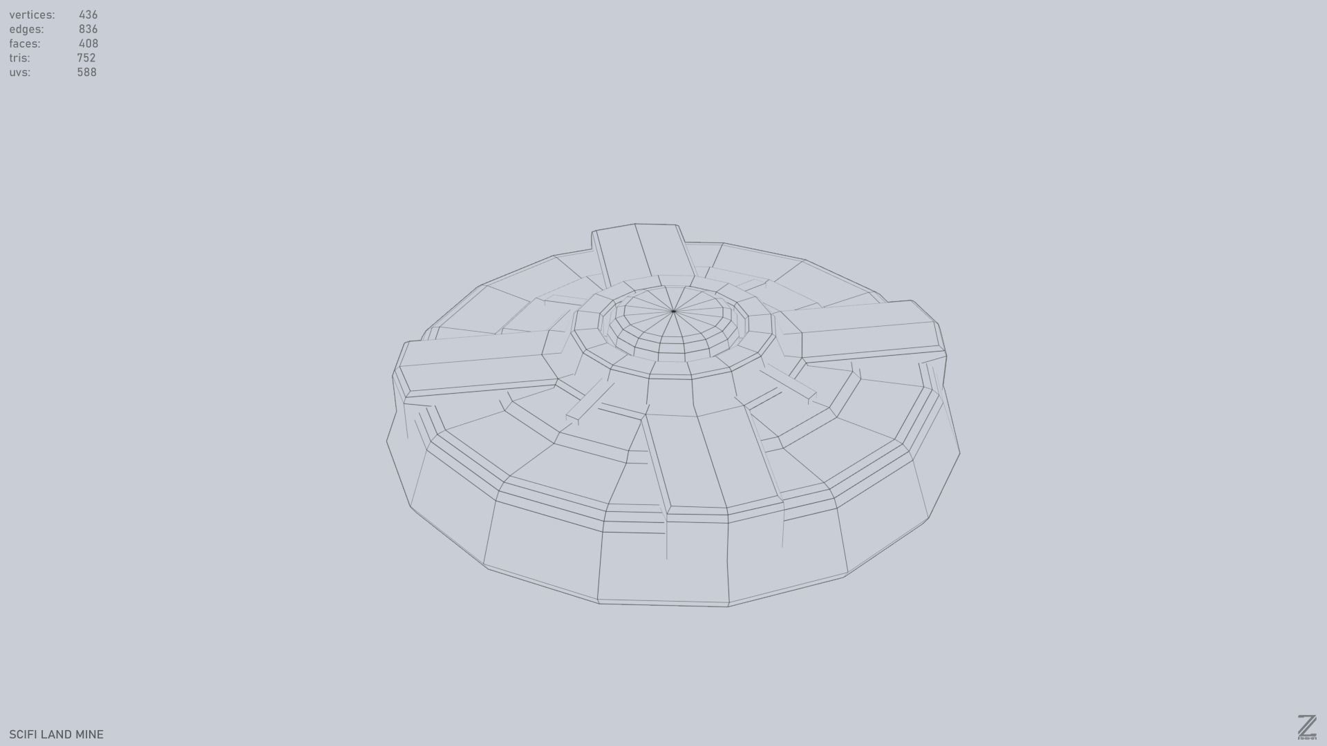 Sci fi land mine Low-poly 3D model_10