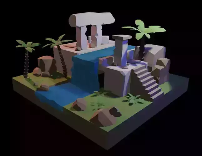 Low Poly Ancient Ruins Cartoony Low-Poly