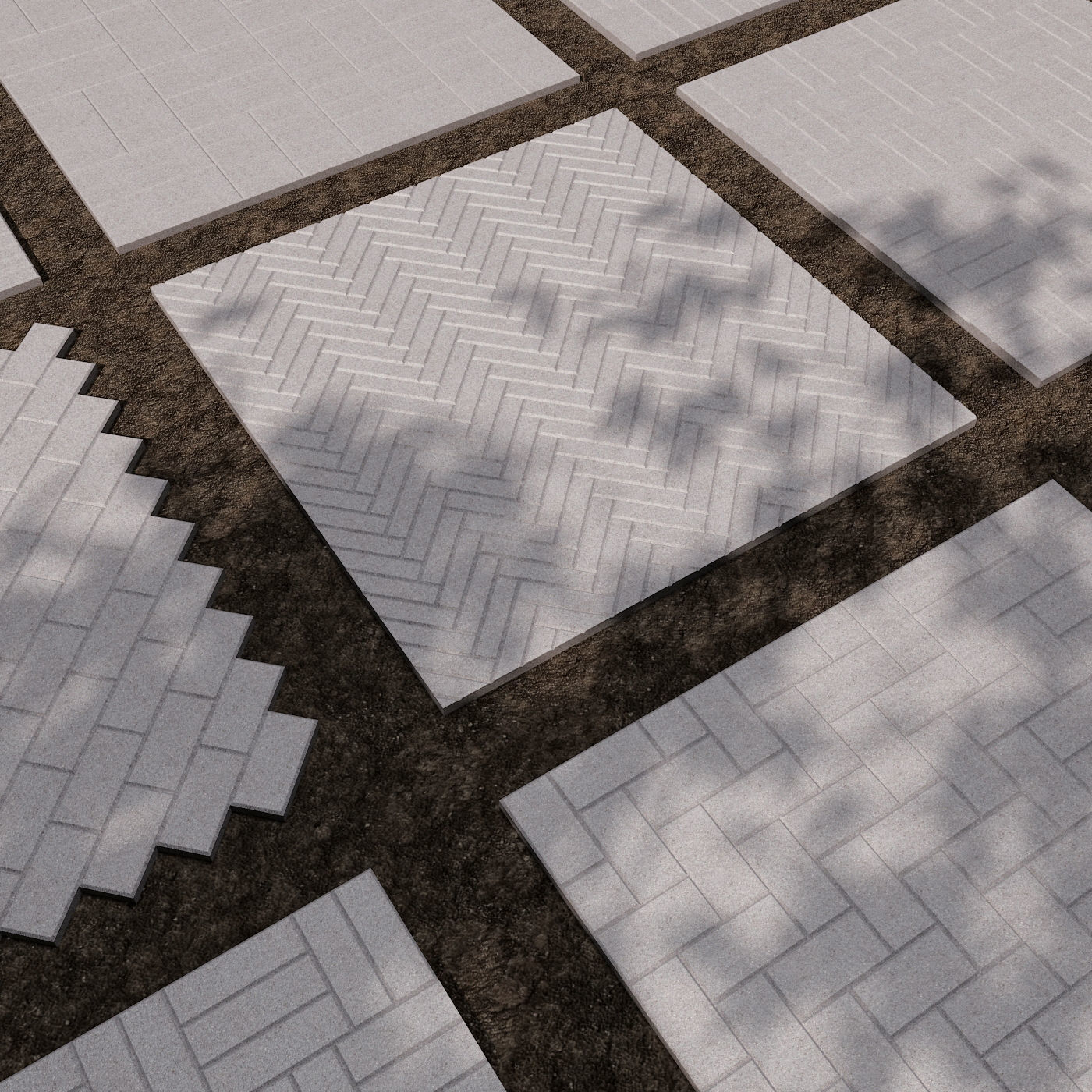 Paving stones 9 types 3D model_4
