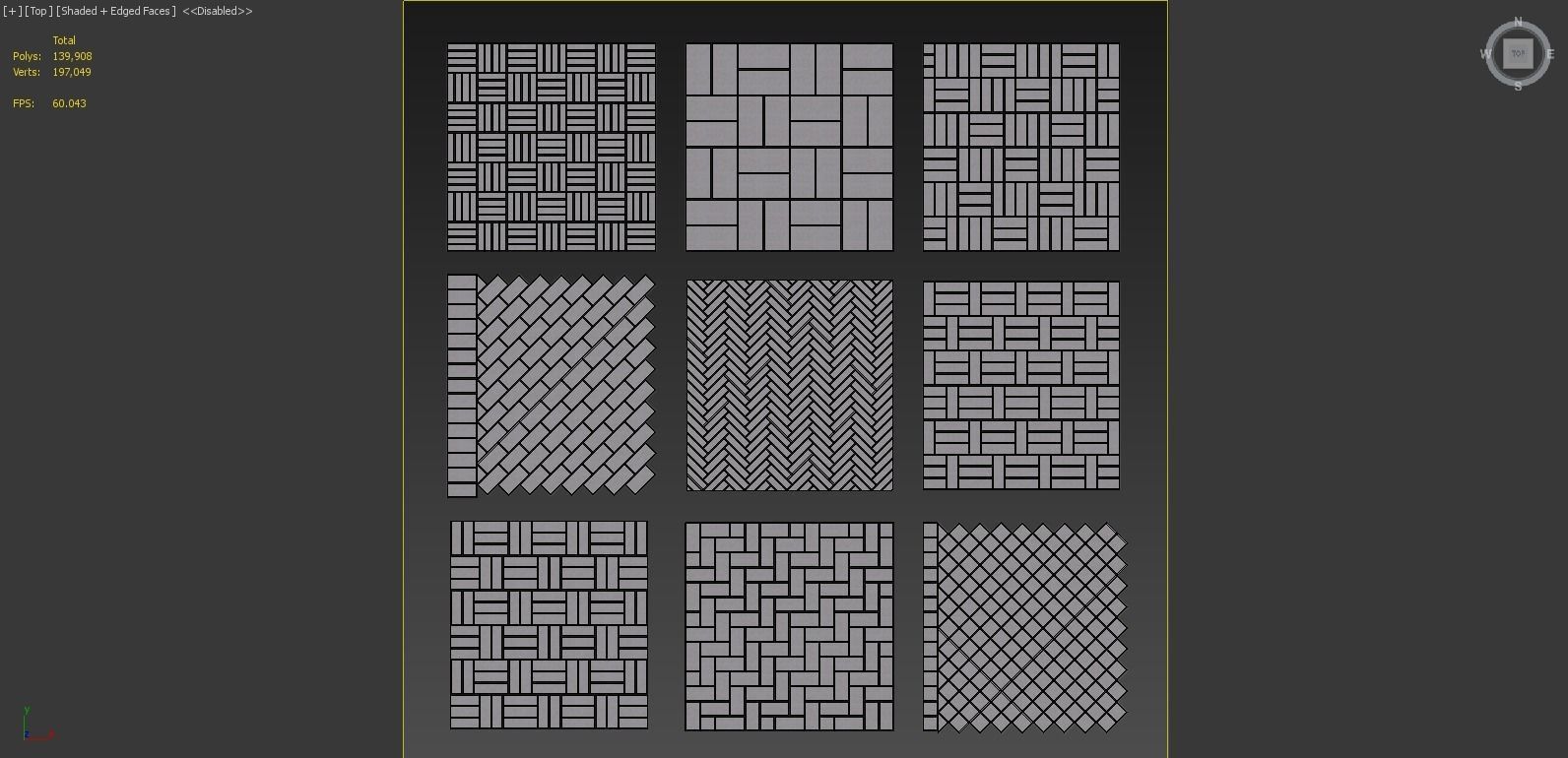 Paving stones 9 types 3D model_6