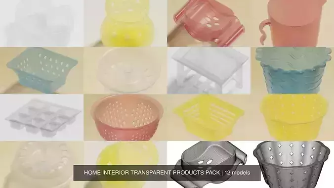 HOME INTERIOR TRANSPARENT PRODUCTS PACK 3D Model Collection