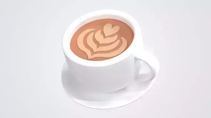 Coffee Cup with Latte Art 3D Icon