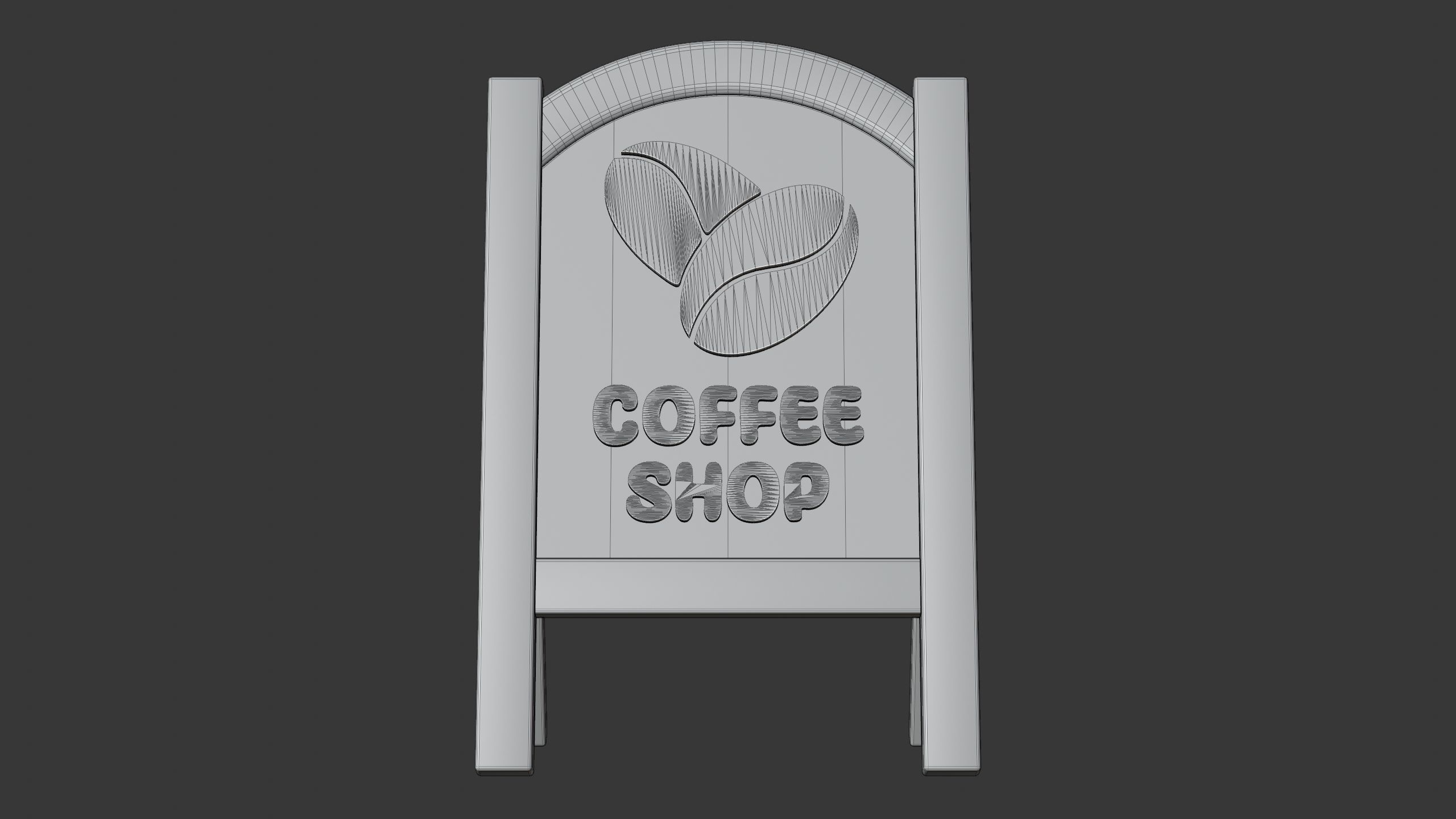 Coffee Shop Wooden Signboard Stand 3D model_7