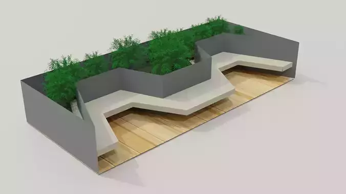 Street bench with plant 