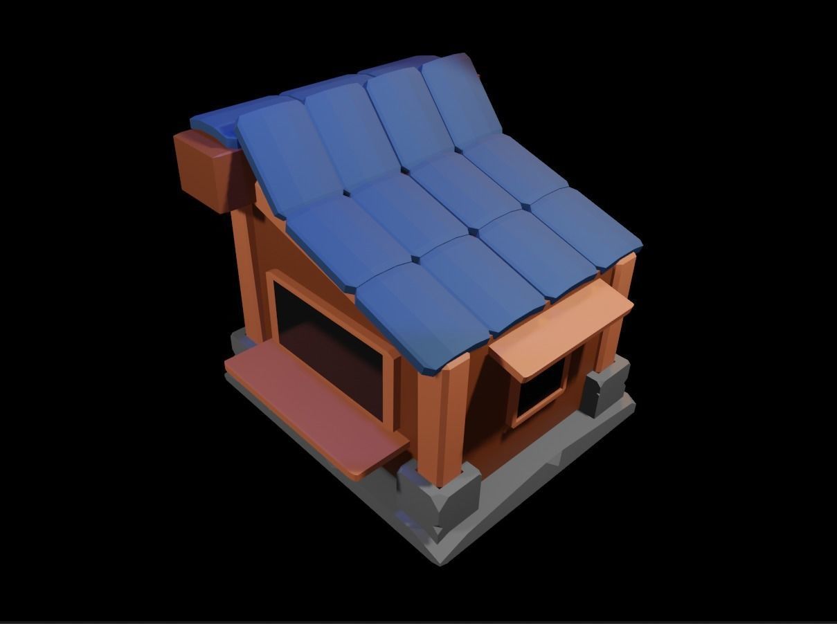 Low Poly Cartoon Cabin Low-poly 3D model_3