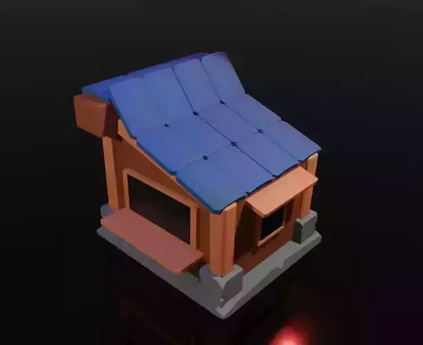 Low Poly Cartoon Cabin Low-poly 3D model