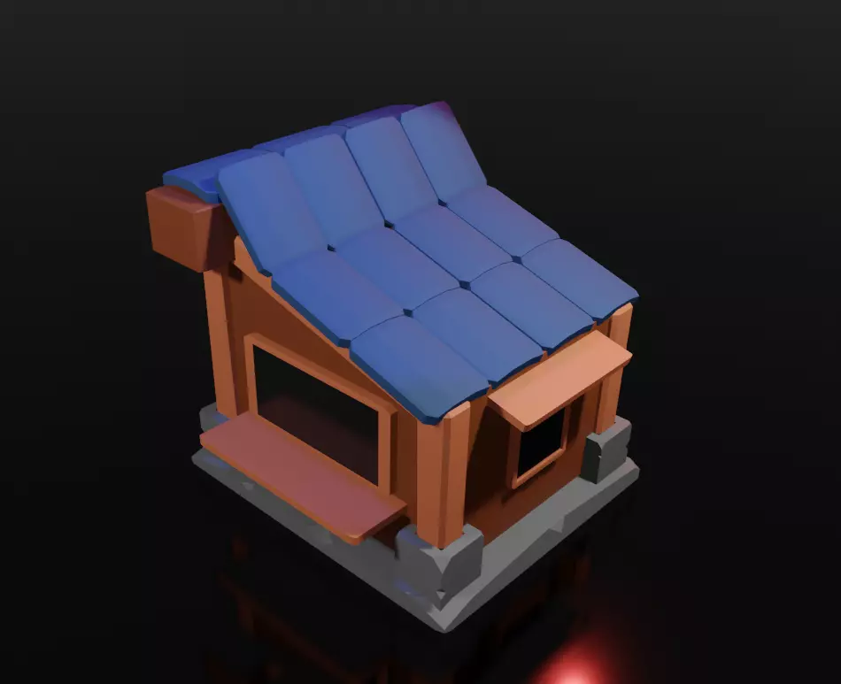 Low Poly Cartoon Cabin Low-poly 3D model_0