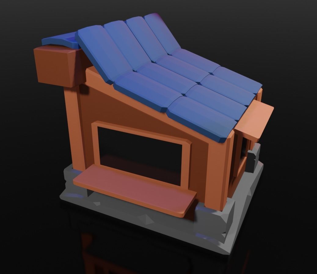 Low Poly Cartoon Cabin Low-poly 3D model_1