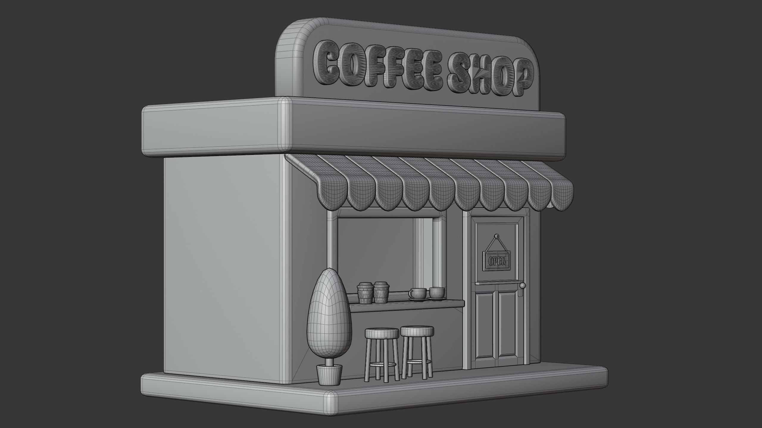 Coffee Shop Building 3D Icon 3D model_9