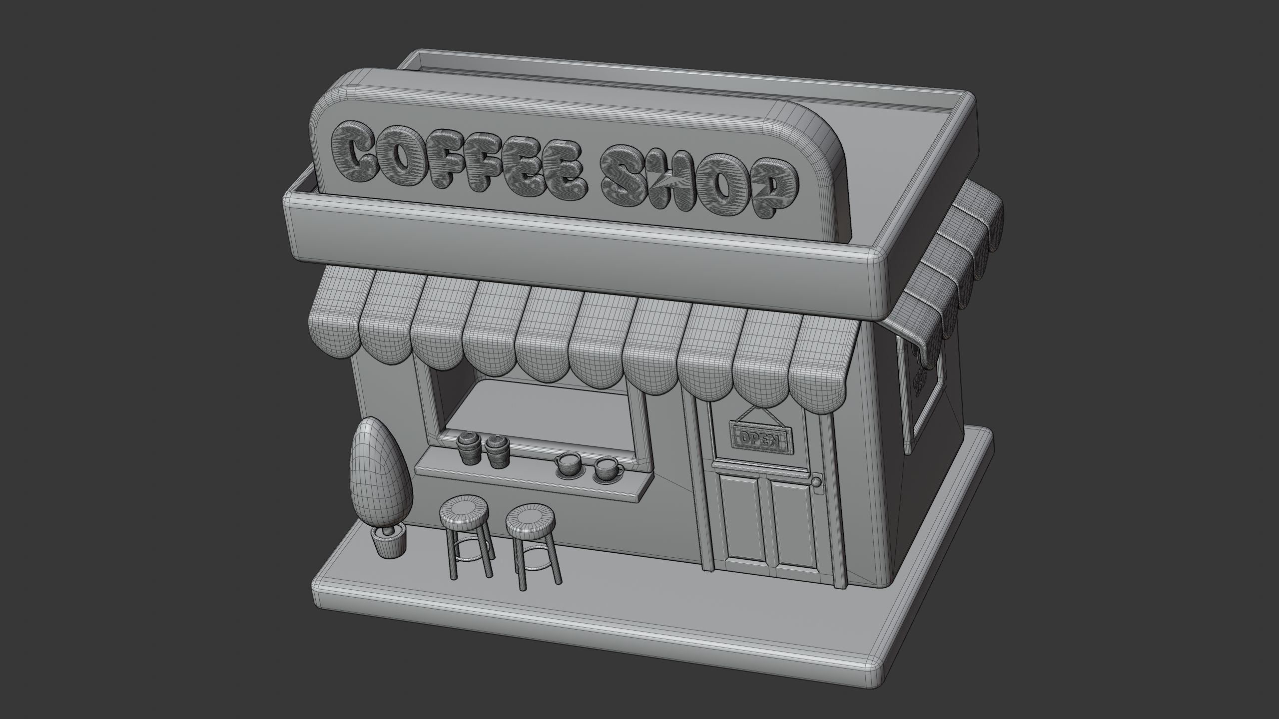 Coffee Shop Building 3D Icon 3D model_10