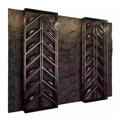 Wine rack with wild stone 3D model