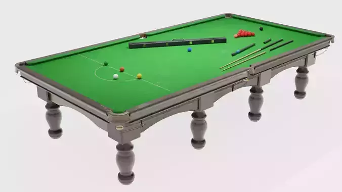 Snooker table with cues