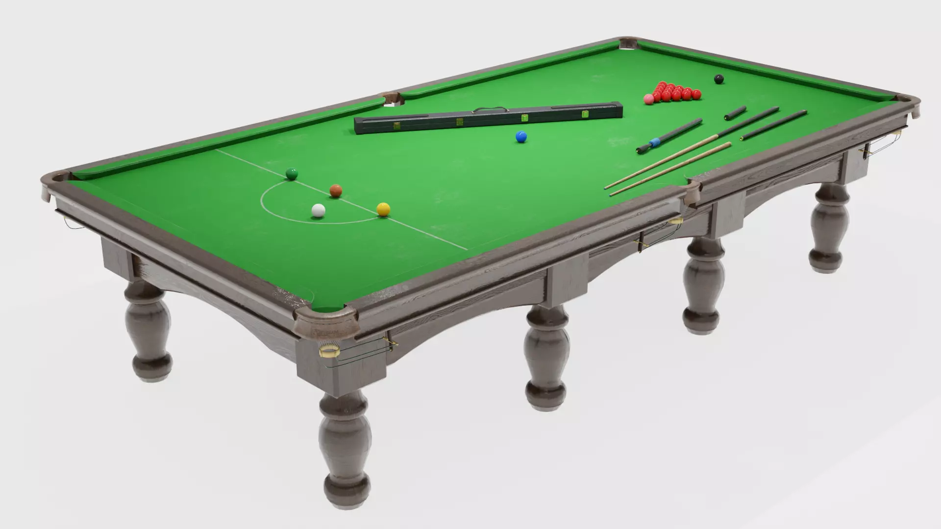 Snooker table with cues 3D model_0
