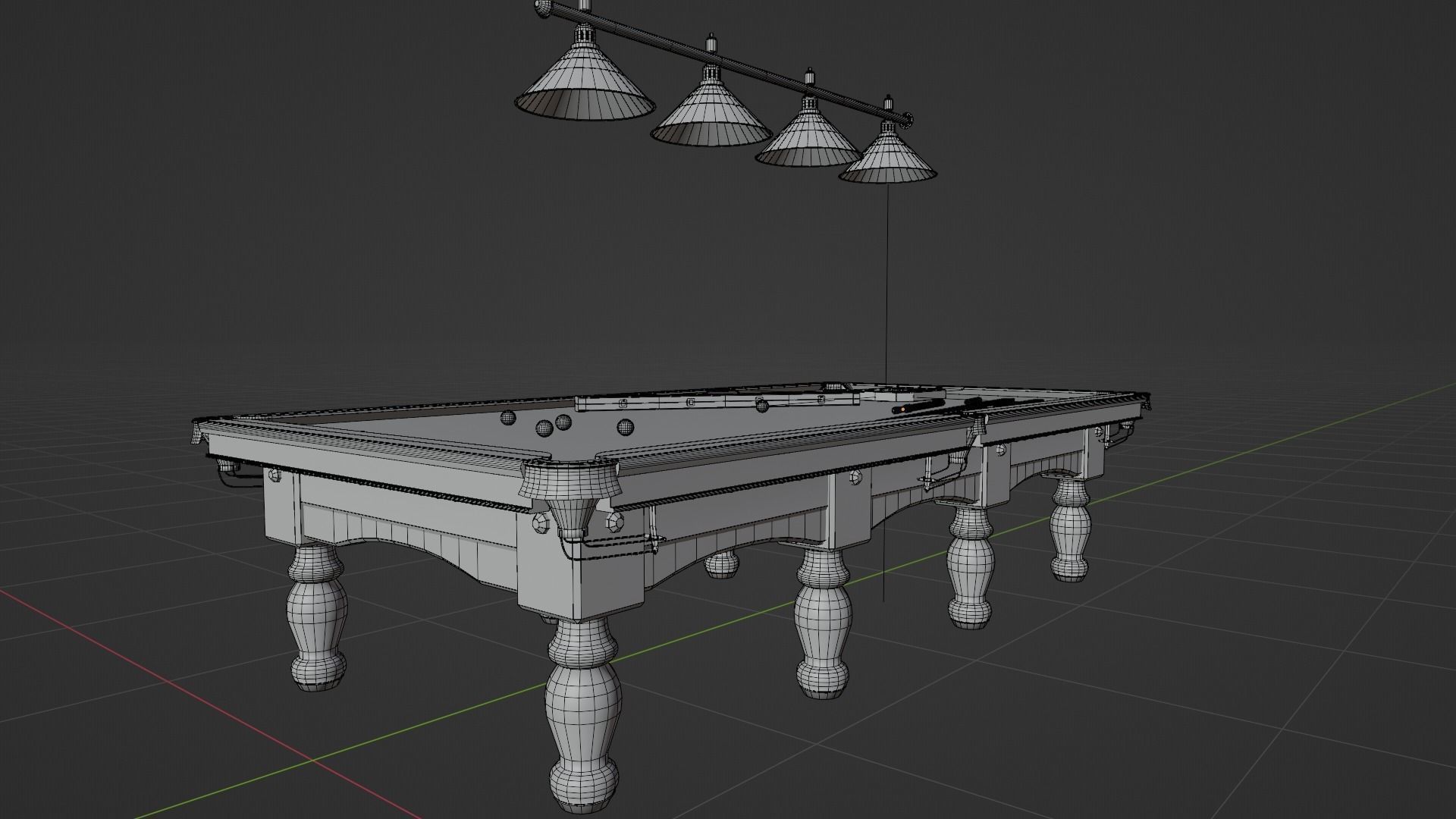 Snooker table with cues 3D model_7