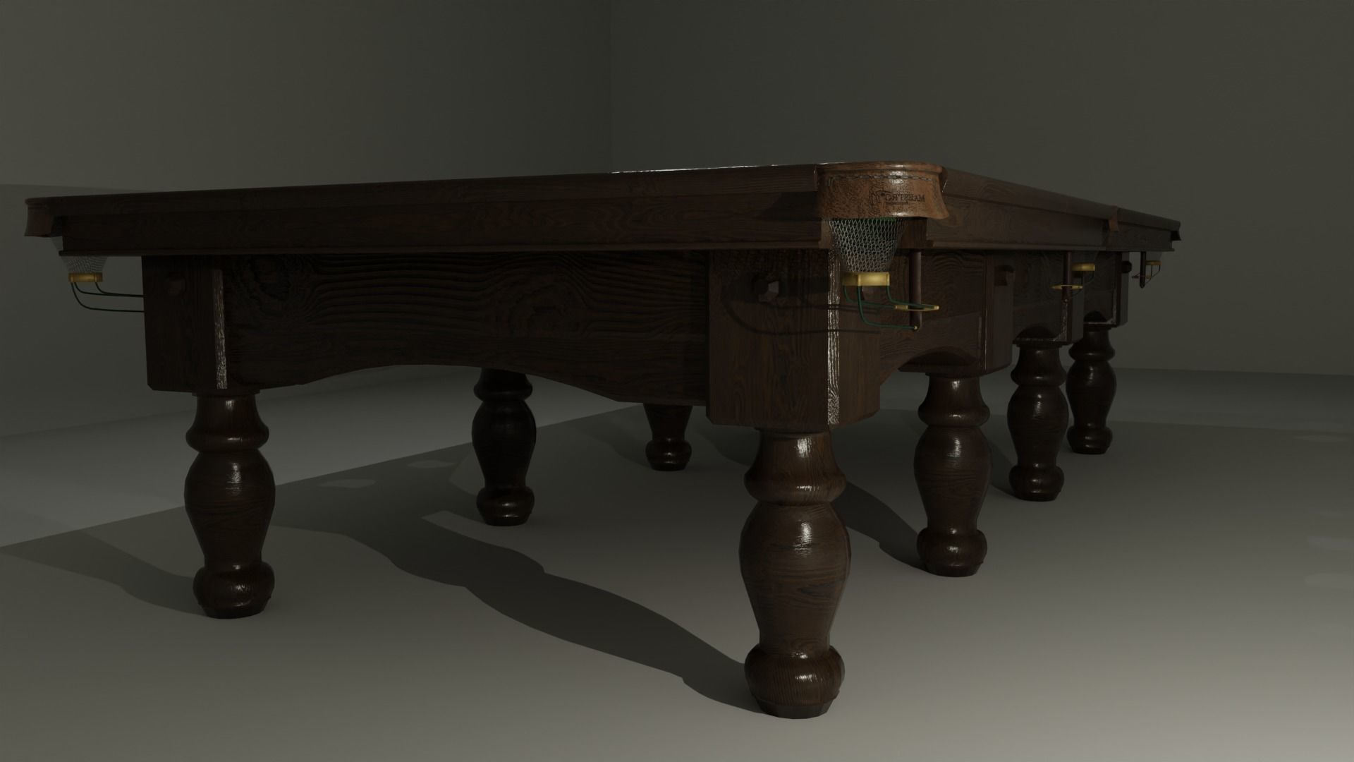 Snooker table with cues 3D model_5